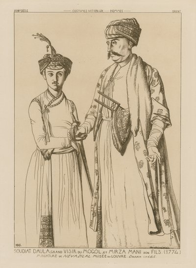 Soudiat Daula, a mongolok nagyvezírje és fia, Mirza Mani (1774) alkotó: French School