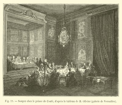 Vacsora de Conti herceggel; B Olivier festménye után, Versailles-i galéria alkotó: French School