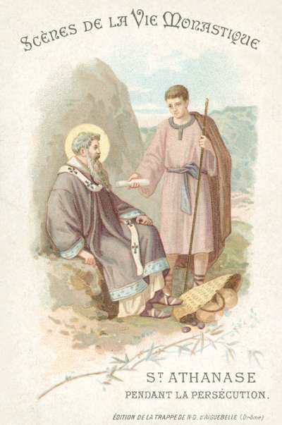 Szent Atanáz a keresztényüldözés idején (chromolitho) alkotó: French School