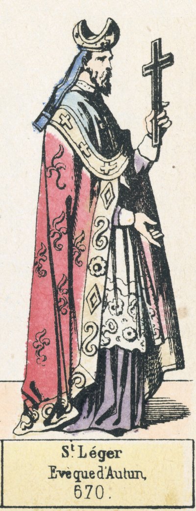 St Leger, Autun püspöke, 670 (színes metszet) alkotó: French School