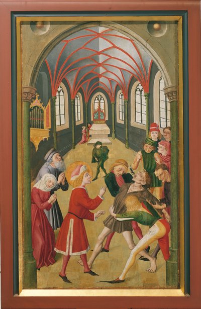 Szent Márton egy megszállott személyt űz ki (olaj, vászon) alkotó: French School