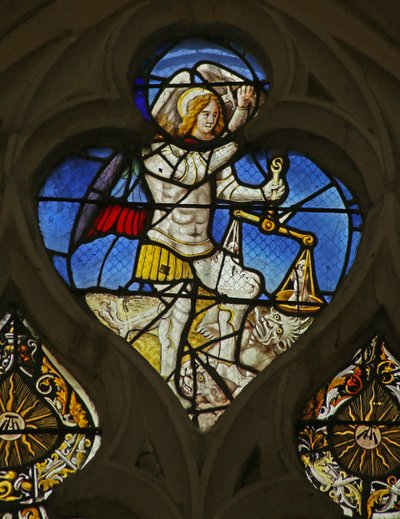 Szent Mihály lelkeket mérlegel és ördögön tapos alkotó: French School