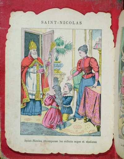 Szent Miklós meglátogatja a jól nevelt és szorgalmas gyerekeket, 1880 körül alkotó: French School