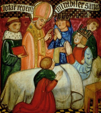 St. Sulpice csodát tesz Clotaire király meggyógyításával (629) alkotó: French School