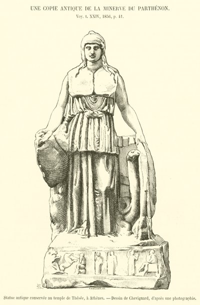 Szobor antik conserver au temple de Thesee, Athénész (metszet) alkotó: French School