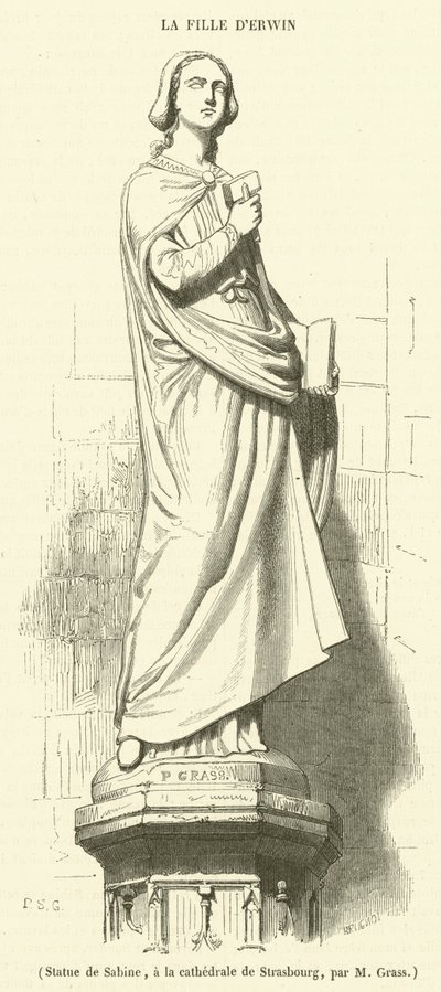 Sabine szobra a strasbourgi katedrálisban (metszet) alkotó: French School