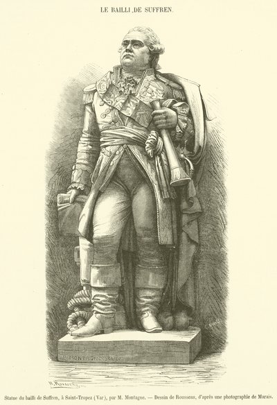 Suffren végrehajtójának szobra Saint-Tropezben, Varban (metszet) alkotó: French School