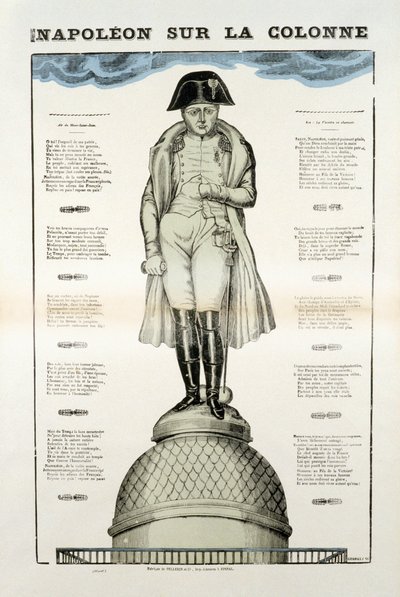 I. Bonaparte Napóleon (1769-1821) szobra a párizsi Vendome oszlopon. Az Epinal képe alkotó: French School
