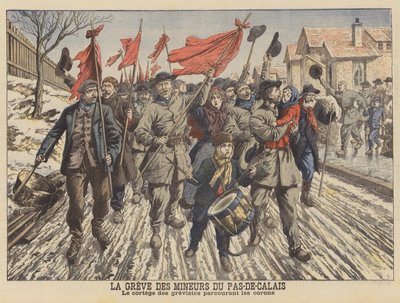 A franciaországi Pas-de-Calais bányászainak sztrájkja (színes litó) alkotó: French School