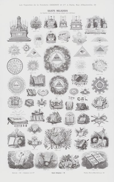 Vallási tárgyak (metszet) alkotó: French School