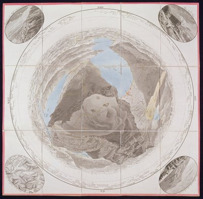 Kulm csúcsa, Mont Rigi, Guide des Voyageurs sur le Mont Rigi, Pfyffer de Wyer ezredestől, 1823-ban (kézzel színezett metszet) alkotó: French School