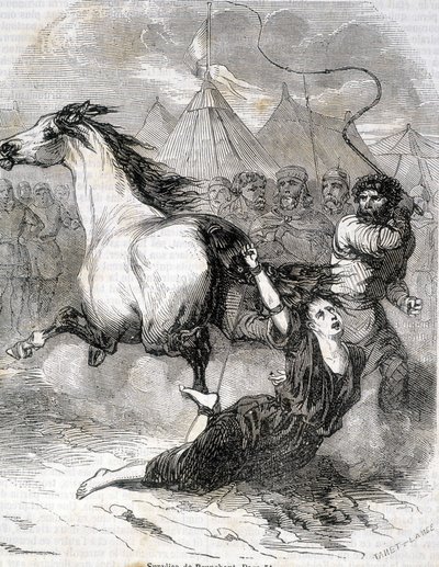 Brunehaut (vagy Brunehilde) gyötrelme (613) – L.-P. „Histoire de France” című művében. Anquetil alkotó: French School