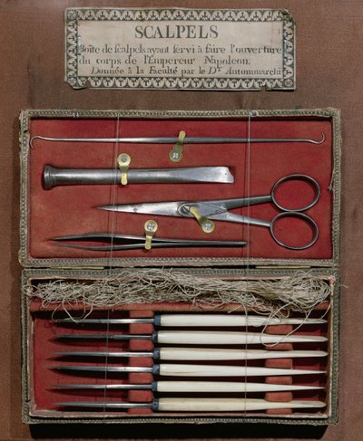 Antommarchi doktor által I. Napóleon császár (1769-1821) boncolásánál használt sebészeti műszerek alkotó: French School