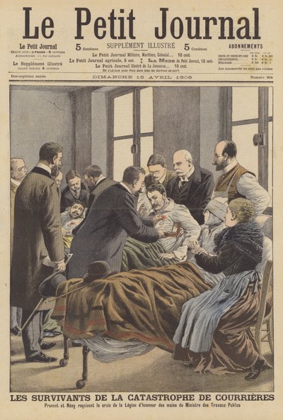 A courrieres-i bányakatasztrófa túlélői (színes litográfia) alkotó: French School