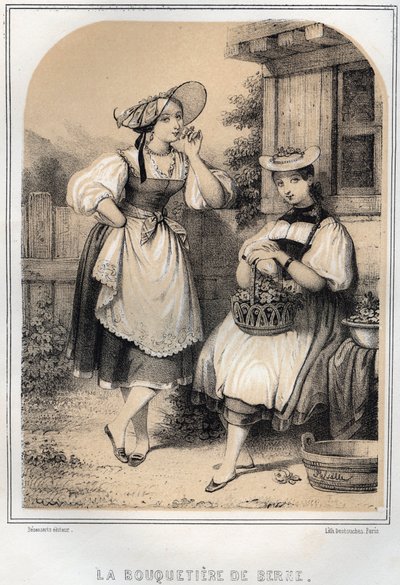 Svájci jelmezek – Berni kőszáli kőszálak – MORING MICHEL „The SOURIS DE MON ONCLE MEMORIES ET RECITS DE Voyages” metszete – 19. század vége alkotó: French School
