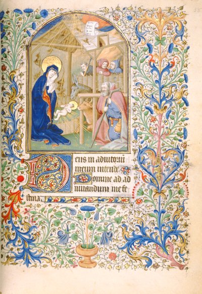 T.2629 Ms 63 f.55r A születés (Párizs használata) c.1460 alkotó: French School