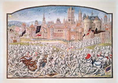 T.2 fol.287 Gent lakosainak Philipp van Artevelde (1290-1345) által vezetett győzelme Brugge előtt 1381-ben, a Froissarts Krónikából, 1472 alkotó: French School