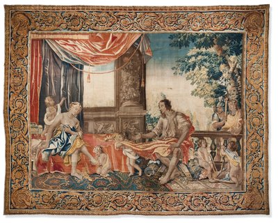 Gobelin a „Women of Antiquity Illustrated” sorozatból, 1645 körül (gyapjú és selyem) alkotó: French School