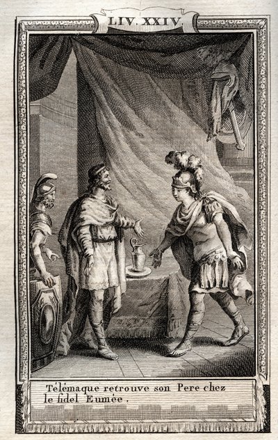 Telemaque megtalálja Ulisse-t – Monnet metszet 1798-ból a „Les Aventures de Telemaque, fils d
