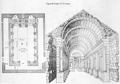 A szökőkút temploma, az 1560-ban megjelent Jean Poldo dAlbenas által készített Discours historial de lantique et illustre cite de Nismes illusztrációja alkotó: French School