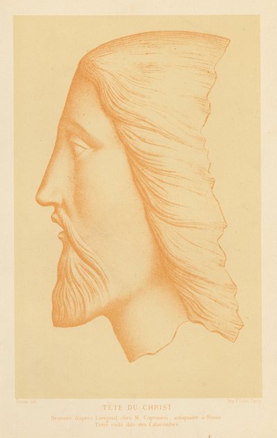 Jézus Krisztus terrakotta feje (chromolitho) alkotó: French School