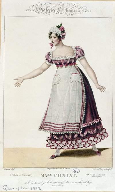 A színésznő Mademoiselle Contact Suzanne szerepében a Figaro házasságában, Pierre Augustin Caron de Beaumarchais (1732-99) alkotó: French School