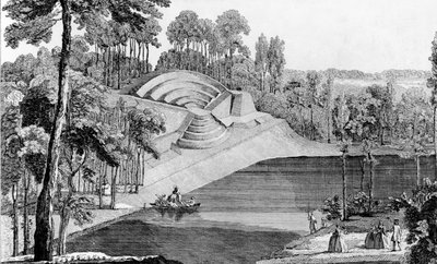 A Claremont-i Amfiteátrum, 6 Leagues Londonból, a Details des Nouveaux Jardins a la Mode-ból, George Louis le Rouge, megjelent 1770-87 körül alkotó: French School