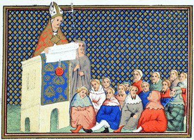 A canterburyi érsek az angol nemességnek prédikál II. Richárd ellen, fakszimile másolat a Le Prinse et Mort du Roy Richartból Jean Cretontól, újranyomva XIX. alkotó: French School