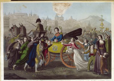 Juan Facundo Quiroga (1790-1835) tábornok megérkezése Madridba 1820. június 24-én alkotó: French School