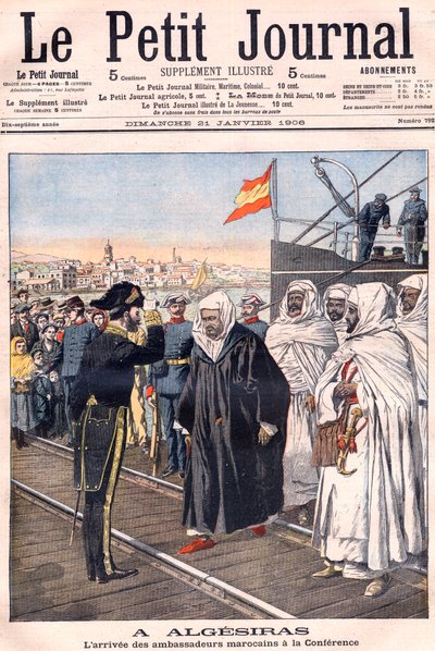 A marokkói nagykövetek, köztük Sidi-Mohammed Torres érkezése az algecirasi konferenciára, a „Le Petit Journal”-ból, 1906. január – Az európai hatalmak és az Egyesült Államok nemzetközi konferenciája, amelyet Franciaország és Marokkó kapcsolatáról tartottak alkotó: French School