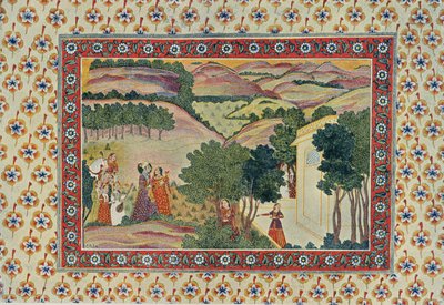 A váratlan érkezése, illusztráció az Arab éjszakákból, 1895 (színes metszet) alkotó: French School