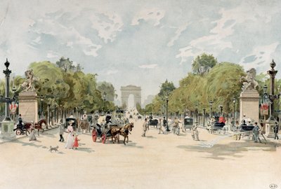 Az Avenue des Champs-Elysees, 1895 körül (wc papíron) alkotó: French School