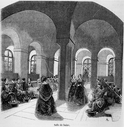 A Fürdőszoba a Fiatal Vakok Intézetében, Tableau de Parisban, Edmond Texiertől, 1852-ben alkotó: French School