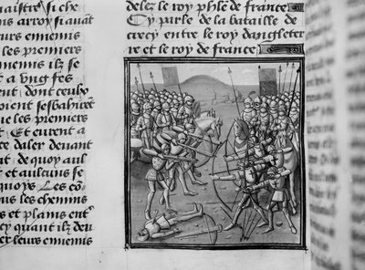 A crecy-i csata 1346-ban a Froissart Chroniclesből alkotó: French School