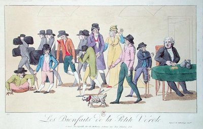 A himlő előnyei, karikatúra, 1804 körül (színes metszet) alkotó: French School