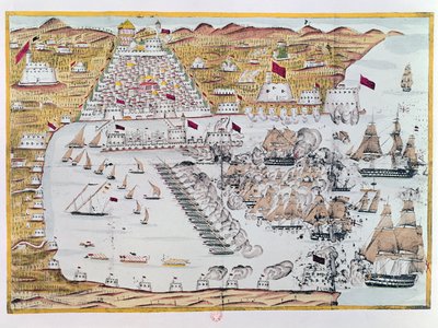 Algír bombázása az angol-holland flották által 1816. augusztus 27-én alkotó: French School