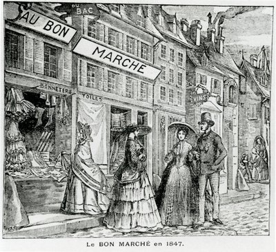 A Bon Marché Shop a párizsi rue du Bac-ban 1847-ben alkotó: French School