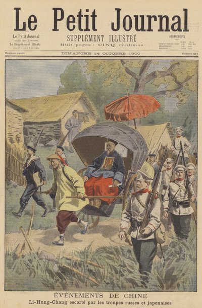 A boxerlázadás: Li Hongzhangot orosz és japán csapatok kísérik alkotó: French School