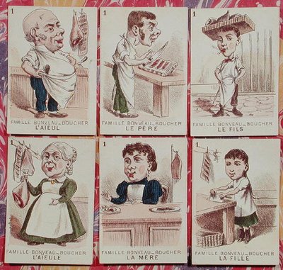 A Mészáros család a „Jeu des Sept Familles”-ből (színes litho) alkotó: French School