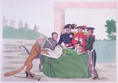 A kapituláció, Charles Maurice de Talleyrand-Perigord (1754-1838) karikatúrája 1814. március 30. alkotó: French School