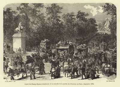 A Champs Elysees a párizsi porosz felvonulás hírének kézhezvételét követő napon, 1870. szeptember alkotó: French School