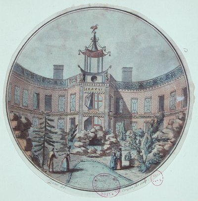 A párizsi kínai fürdő, amelyet Lenoir alapított (színes metszet) alkotó: French School