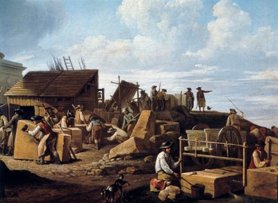 A párizsi Hotel de Salm építése (részlet), 1786-ban (olaj, vászon) alkotó: French School