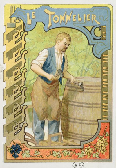 The Cooper, illusztráció egy kézműves könyvből, 1899 körül alkotó: French School