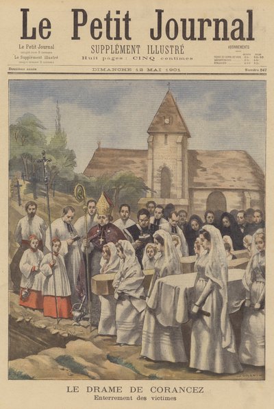 A Corancez-gyilkosságok; az áldozatok temetése alkotó: French School