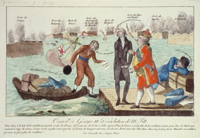 III. György (1738-1820) zsinata és ifjabb William Pitt (1759-1806) pusztítása, 1801 alkotó: French School