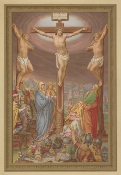 A keresztre feszítés (chromolitho) alkotó: French School