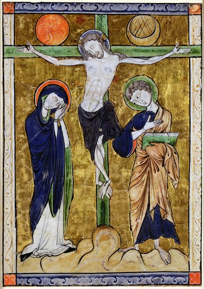 A keresztre feszítés, egy zsoltárból, 1215 körül alkotó: French School
