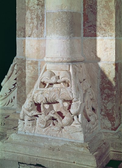 Lázár és a gazdag ember halála, a főhajóban található fővárosból, 1150 körül alkotó: French School