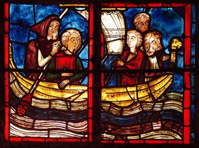 Az indulás Jeruzsálembe, Egyiptomi Szent Mária történetéből a Chapelle de la Sainte-Croix-ban alkotó: French School